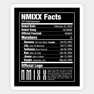 NMIXX Nutritional Facts Magnet